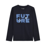 CREW NECK SWEATSHIRT WITH PRIN - NAVY, 110