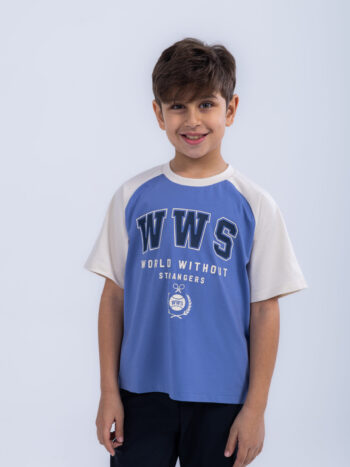 T-SHIRT WITH PRINT - Blue, 110