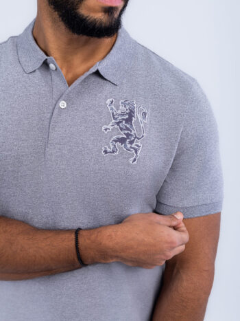 POLO WITH EMBROIDERY - GREY, S