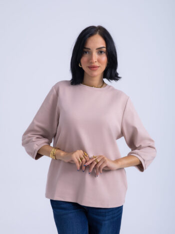 T-SHIRT WITH 3/4 SLEEVES - PINK, S