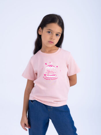 T-SHIRT WITH PRINT - PINK-51, 120