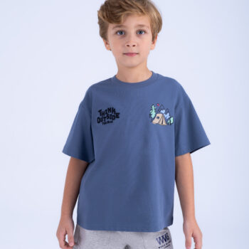 T-SHIRT WITH EMBROIDERY - Blue, 110