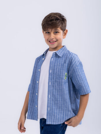 COTTON CHAMBRAY SHIRT - Blue, 110