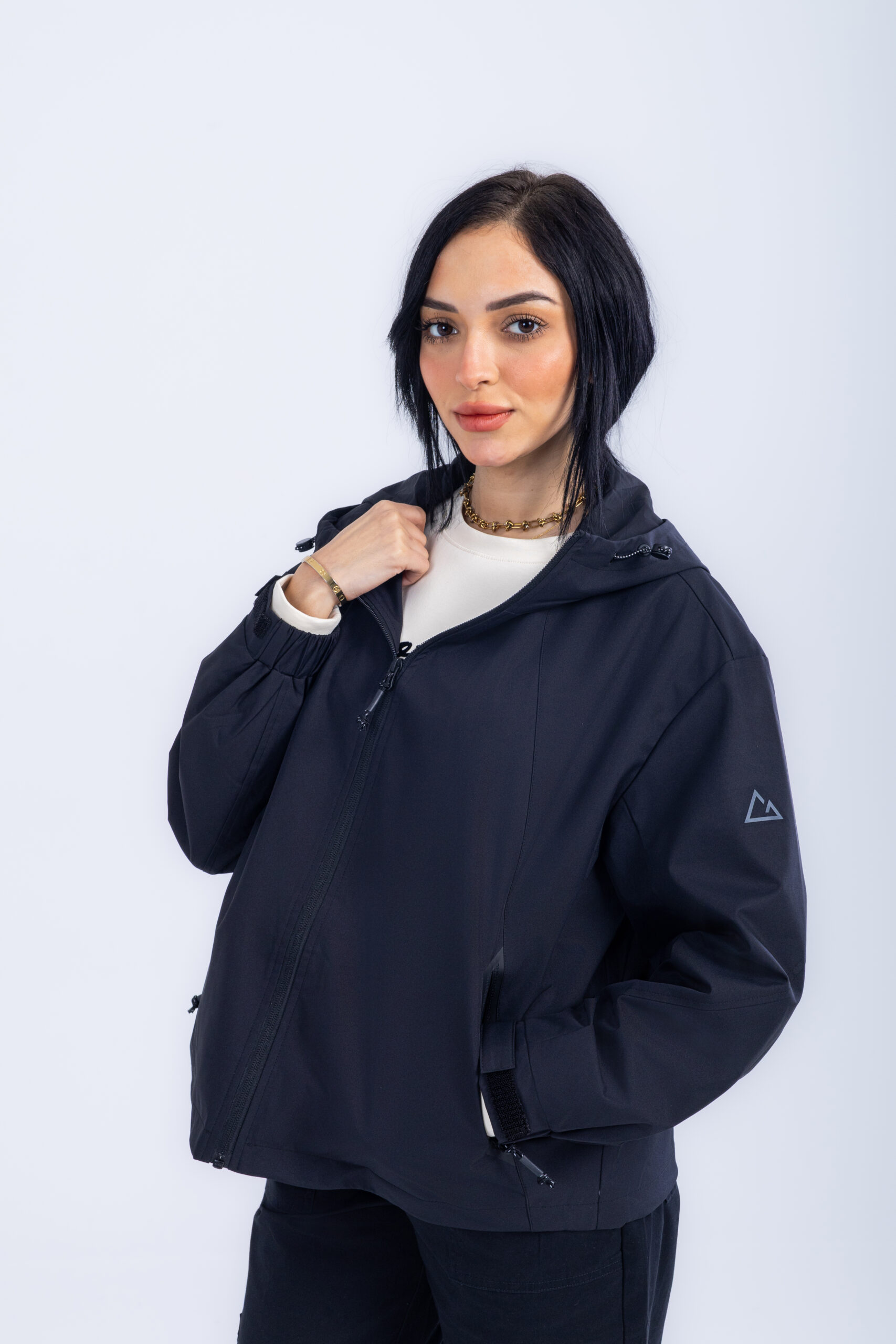 WOVEN JACKET WITH FLEECE - Black, S