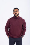 TURTLE NECK PULLOVER SWEATER - RED, S