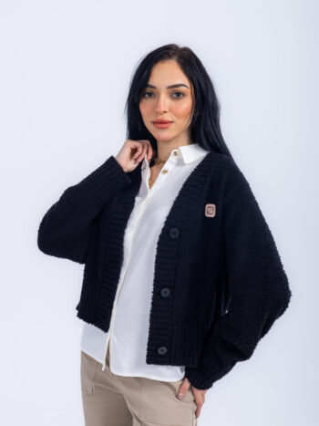 POLYESTER CARDIGAN - Black, S