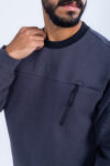 SWEATSHIRT WITH ZIPPER POCKET - GREY, L
