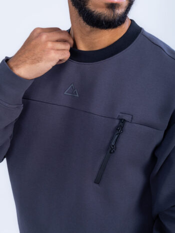 SWEATSHIRT WITH ZIPPER POCKET - GREY, S