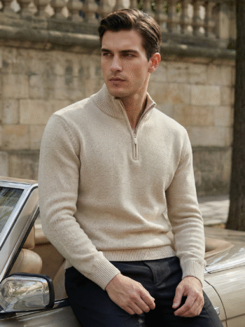 MOCK NECK PULLOVER SWEATER - Khaki, S