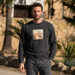 CREW NECK SWEATSHIRT WTH PRINT - Black, S