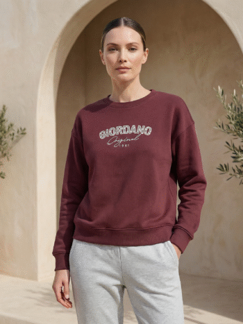 INTERLOCK SWEATSHIRT WTH PRINT - RED, S