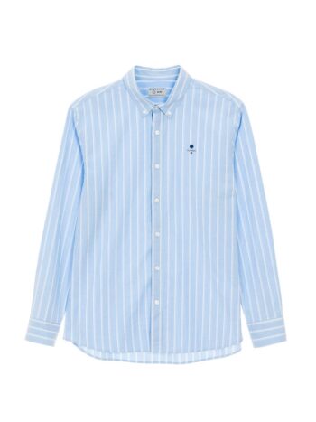 OXFORD SHIRT WITH EMBROIDERY - Blue Stp, S