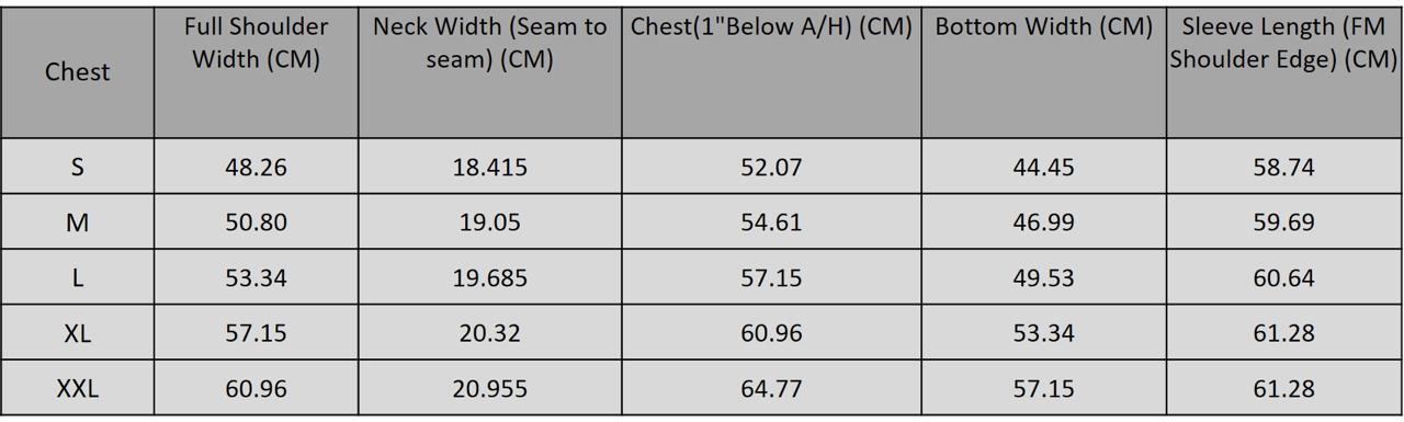Size chart for 1025161