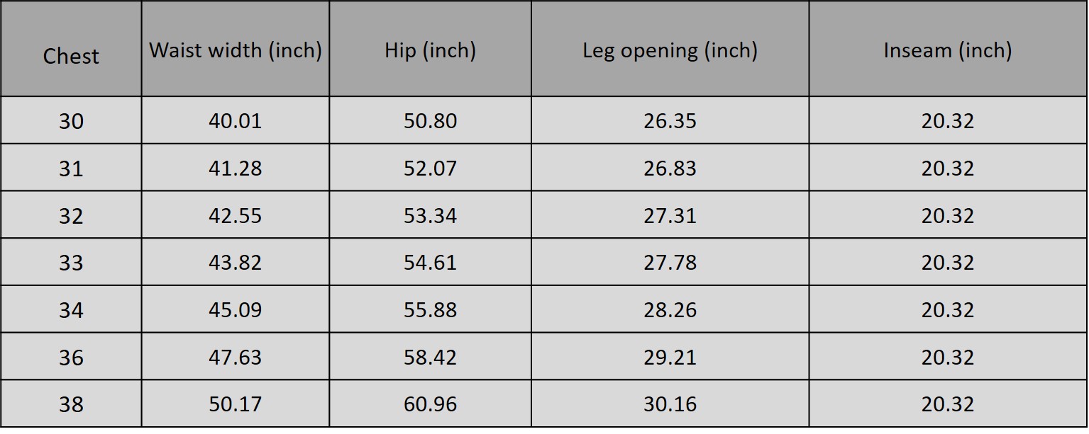 Size chart for 1105214