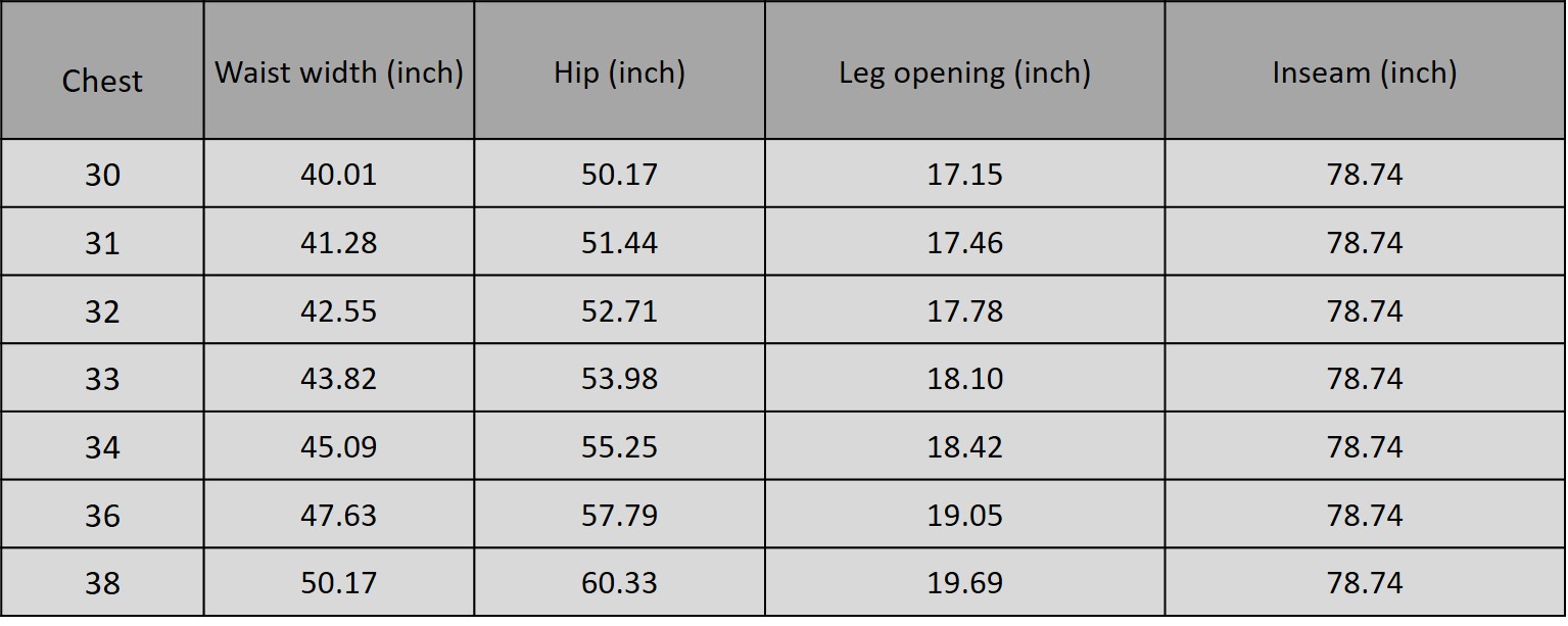 Size chart for 1115027