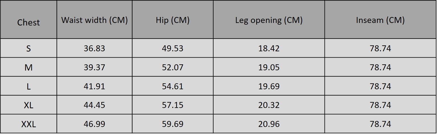 Size chart for 1115201