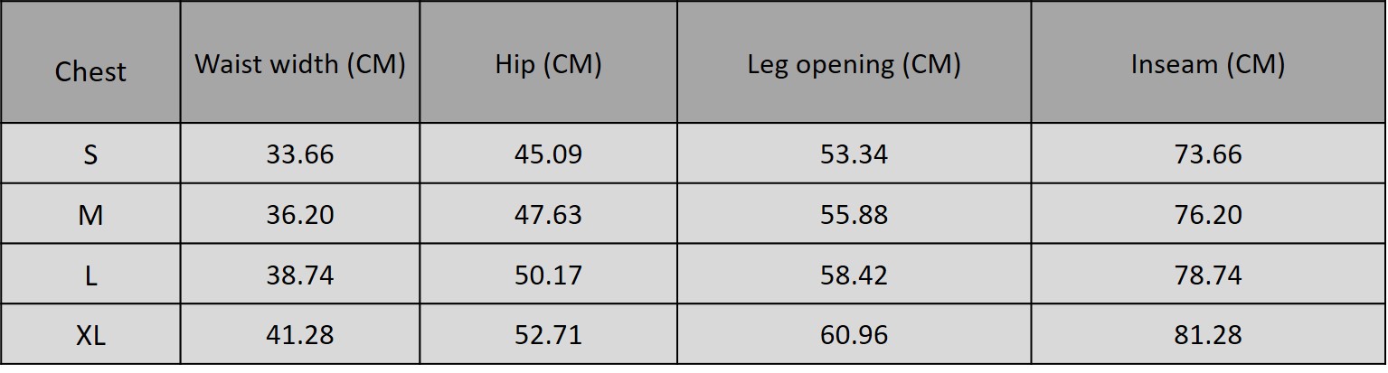 Size chart for 5465222